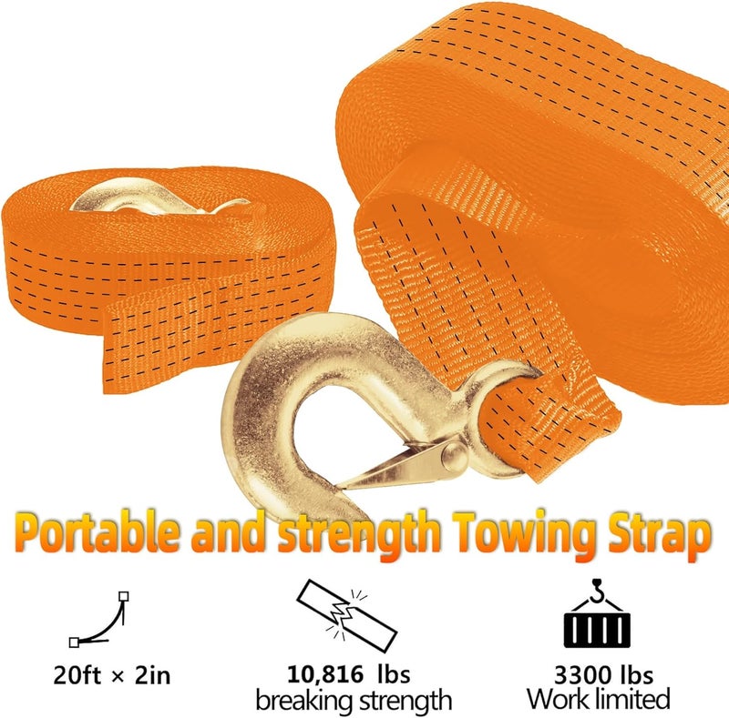 Seamander Boat Trailer Winch Strap with Hook,Heavy Duty Winch Strap Suitable for Towing and Boat Trailers,2 Inch 20-Foot 10,000 lbs Capacity - Image 2